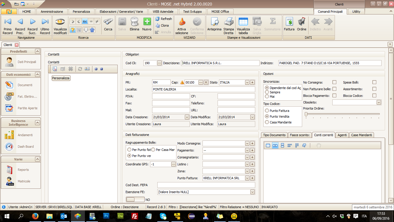 Modulo Cliente - Software Gestionale MOSE .net